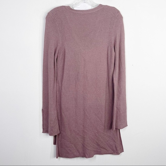 FREE PEOPLE | Mauve Criss Cross Neckline Knit Tunic Pullover Sweater Sz.Small - Picture 7 of 7